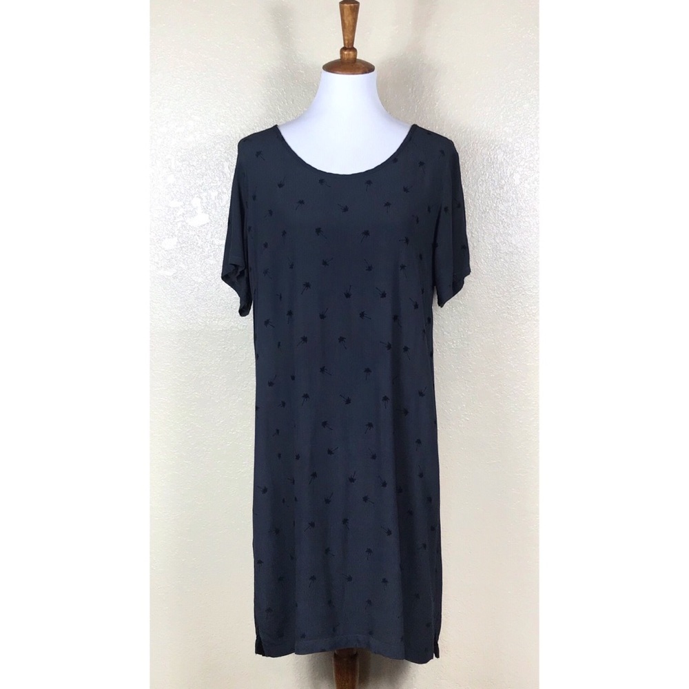 Monrow Mini Palm Tree Print Relaxed Crepe Dress